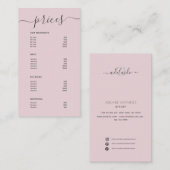 赤面ピンク美容師価格表サービスメニュー 名刺 (正面/裏面)