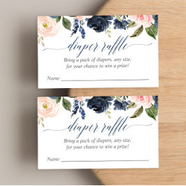 赤面ピンク色のネイビーシャワーおむつラッフルカード エンクロージャーカード