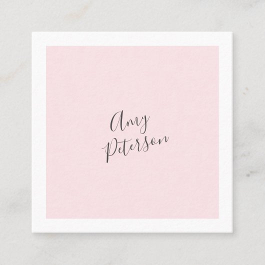 赤面ピンク色ブロックモダンミニマリストスタイリスト スクエア名刺 (正面)