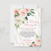 赤面ピンク花悔やみや弔慰記憶 サンキューカード (正面)