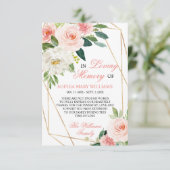 赤面ピンク花悔やみや弔慰記憶 サンキューカード (スタンド正面)