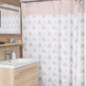 赤面ピンク花柄シャワーカーテン シャワーカーテン