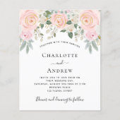 赤面ピンク花模様ソーシャルメディア結婚の予算 チラシ (正面)