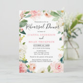 赤面ピンク花模様ボタニカルリハーサルディナール 招待状 (スタンド正面)