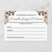 赤面ピンク花模様メモリアル出席者数 エンクロージャーカード (正面)