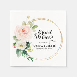 赤面ピンク花模様モダン植物学ブライダルシャワー スタンダードカクテルナプキン