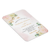 赤面ピンク花模様モノグラ結婚ム病 マグネット (右側)