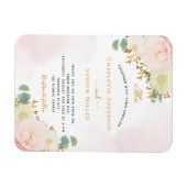 赤面ピンク花模様モノグラ結婚ム病 マグネット (横)