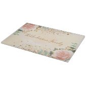 赤面ピンク花模様ユーカリ金ゴールドグリッター系 カッティングボード (角)