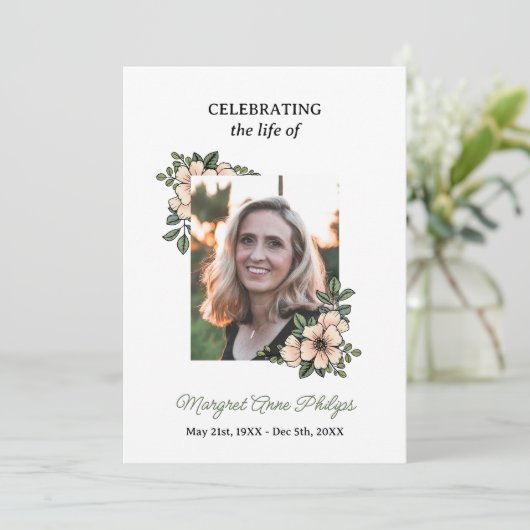 赤面ピンク花模様写真祝のライフプログラム プログラム (スタンド正面)