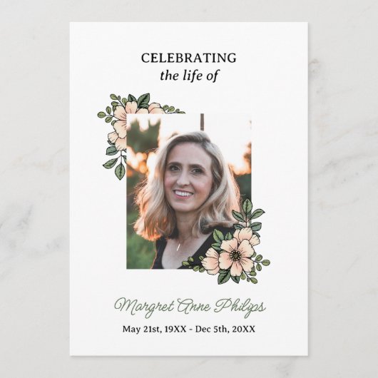 赤面ピンク花模様写真祝のライフプログラム プログラム (正面)