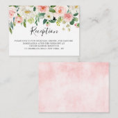 赤面ピンク花模様植物結婚披露宴 エンクロージャーカード (正面/裏面)
