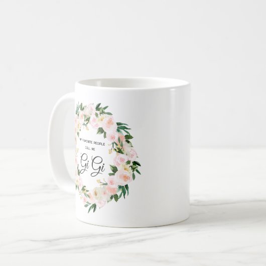 赤面ピンク花模様 |私のお気に入りの知り合いが私を呼ぶ コーヒーマグカップ (正面左)