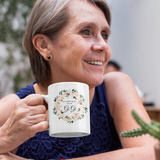 赤面ピンク花模様 |私のお気に入りの知り合いが私を呼ぶ コーヒーマグカップ