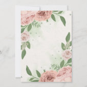 赤面ピンク葉の花は結婚緑 招待状 (裏面)