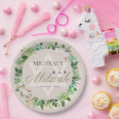 赤面ピンク葉リーススターバーバルミツワー ペーパープレート (パーティー)