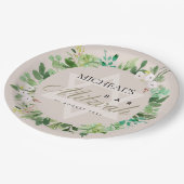 赤面ピンク葉リーススターバーバルミツワー ペーパープレート (アングル)