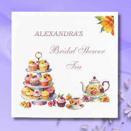 赤面ピンク薄紫フローラティーパーティーブライダルシャワーNa スタンダードカクテルナプキン