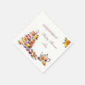 赤面ピンク薄紫フローラティーパーティーベビーシャワー スタンダードカクテルナプキン (角)