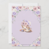 赤面ピンク薄紫ホワイトフローラブライダルシャワー茶 招待状 (裏面)