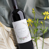 赤面ピンク薄紫ワイルドフラワーサークルフレーム結婚ズ ワインラベル