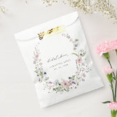 赤面ピンク薄紫ワイルドフラワーリースブライダルシャワー フェイバーバッグ (封をした状態)