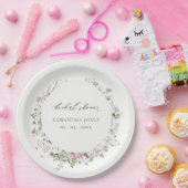 赤面ピンク薄紫ワイルドフラワーリースブライダルシャワー ペーパープレート (パーティー)