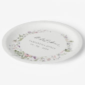 赤面ピンク薄紫ワイルドフラワーリースブライダルシャワー ペーパープレート (アングル)