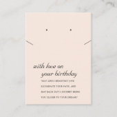 赤面ピンク誕生日ギフトネックレスイヤリングカード プレイスカード (正面)