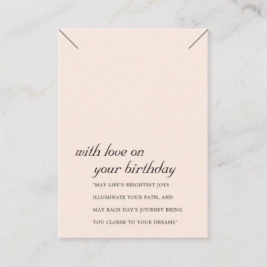 赤面ピンク誕生日ギフトネックレスディスプレイカード プレイスカード (正面)