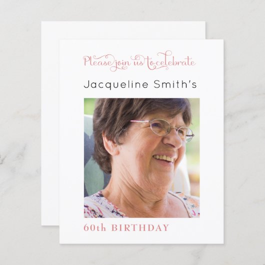 赤面ピンク誕生日写真 (正面/裏面)