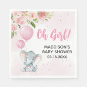 赤面ピンク象のベビーシャワー スタンダードランチョンナプキン (正面)