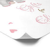 赤面ピンク象ギフト女の子ベビシャワーサイン ポスター (角)