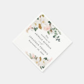 赤面ピンク金ゴールドとホワイトマグノリアフローラ結婚ズ スタンダードカクテルナプキン (角)