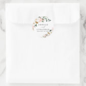 赤面ピンク金ゴールドとホワイトマグノリアフローラ結婚ズ ラウンドシール (バッグ)