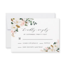 赤面ピンク金ゴールドとホワイトマグノリアフローラ結婚ズ