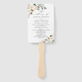 赤面ピンク金ゴールドと白フローラ結婚式 プログラム ハンドファン (正面)