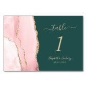 赤面ピンク金ゴールドアガテエメラルドグリーン結婚ズ テーブルナンバー (正面)