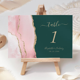 赤面ピンク金ゴールドアガテエメラルドグリーン結婚ズ テーブルナンバー