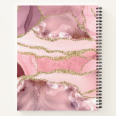 赤面ピンク金ゴールドアゲートゲードモノグラムスクリプト名 ノートブック (裏面)