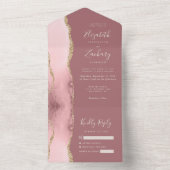 赤面ピンク金ゴールドアゲートダスティーバラ結婚ズ オールインワン招待状 (内側)