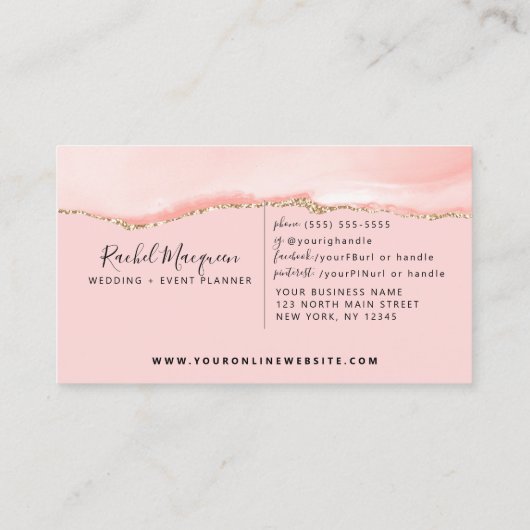 赤面ピンク金ゴールドアゲートマーブル 名刺 (裏面)