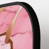 赤面ピンク金ゴールドアルコールインクマーブルモノグラム ピックルボールラケット (左詳細)