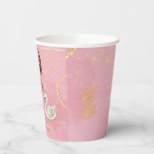 赤面ピンク金ゴールドインクバレリーナ00th誕生日パーティー 紙コップ (左)