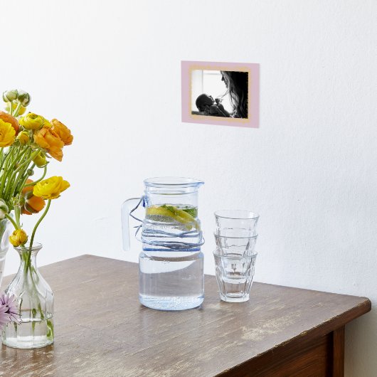 赤面ピンク金ゴールドエレガントドードル写真枠 箔ポスター (レイダウン (キッチン))