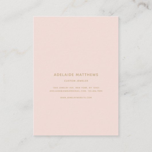 赤面ピンク金ゴールドエレガントネックレスイヤリングディスプレイ 名刺 (裏面)
