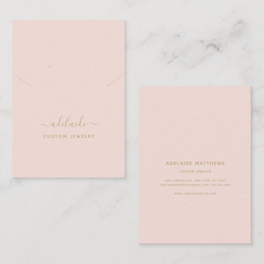 赤面ピンク金ゴールドエレガントネックレスイヤリングディスプレイ 名刺 (正面/裏面)