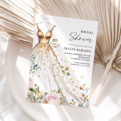 赤面ピンク金ゴールドエレガントフローラブライダルシャワー 招待状