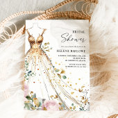 赤面ピンク金ゴールドエレガントフローラブライダルシャワー 招待状