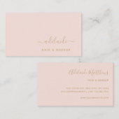 赤面ピンク金ゴールドエレガント美容師メイクアップアーティスト 名刺 (正面/裏面)